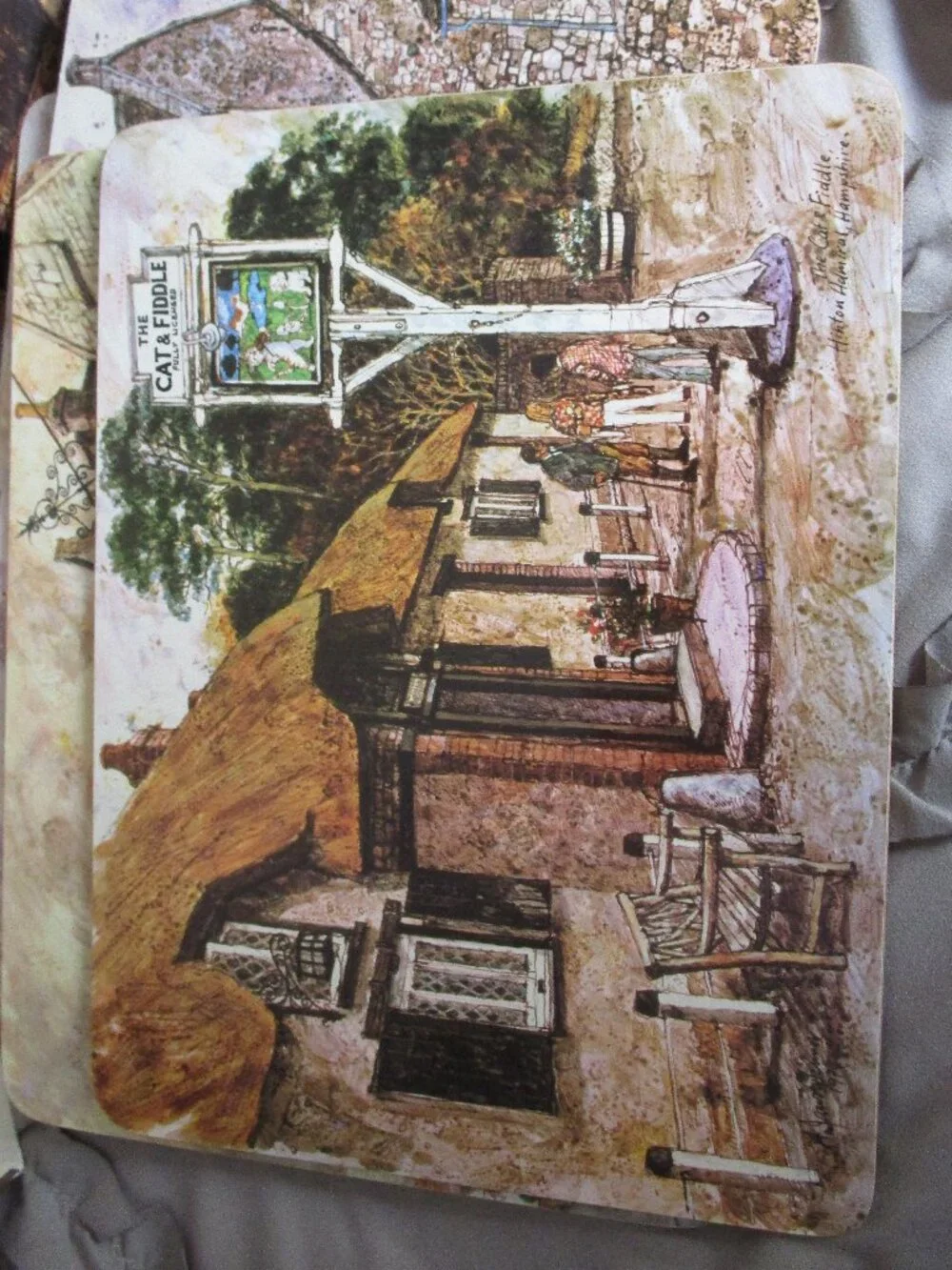 set of 6 vintage cork board table mats
